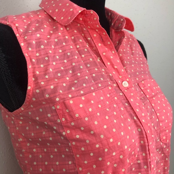 MADEWELL CORAL SLEEVELESS BUTTON DOWN W POLKA DOTS - Picture 5 of 8